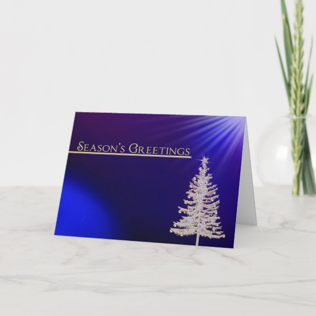 Cartes Pour Fêtes Annuelles Bonnes Fêtes -Affaires -Noel Or/Bleu (Devant)