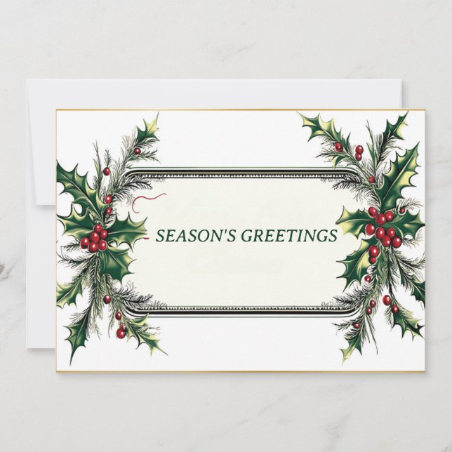 Cartes Pour Fêtes Annuelles Bonnes Fêtes avec détails rouges et verts (Devant)