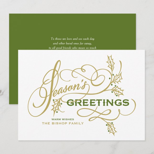 Cartes Pour Fêtes Annuelles Bonnes Fêtes Calligraphie prospère (Devant / Derrière)