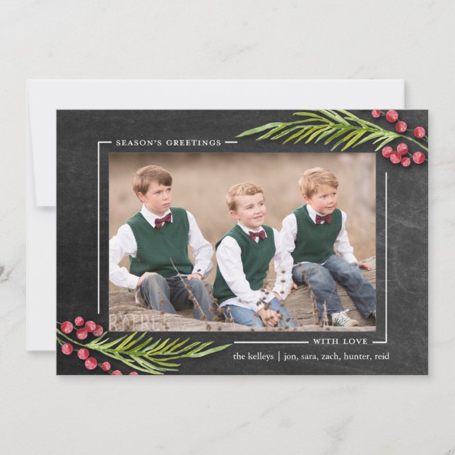 Cartes Pour Fêtes Annuelles Bonnes Fêtes Chalkboard Frame photo de la fête (Devant)