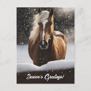 Cartes Pour Fêtes Annuelles Bonnes Fêtes Cheval et neige