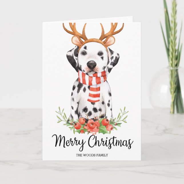 Cartes Pour Fêtes Annuelles Bonnes Fêtes dalmatiennes de Joyeux Noël de chien (Devant)