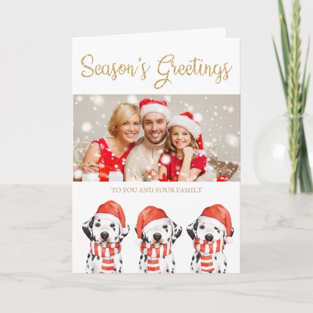Cartes Pour Fêtes Annuelles Bonnes Fêtes de Chiens de Père Noël (Devant)