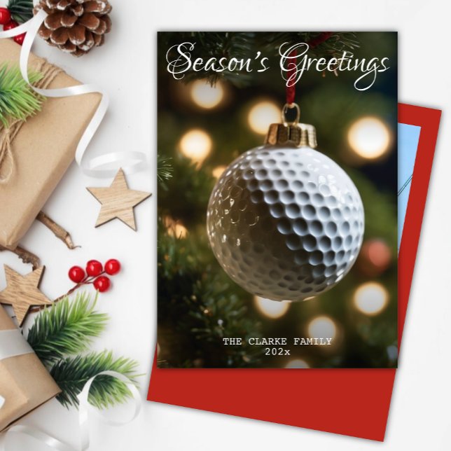 Cartes Pour Fêtes Annuelles Bonnes Fêtes de golf rouge photo de Noël (Créateur téléchargé)
