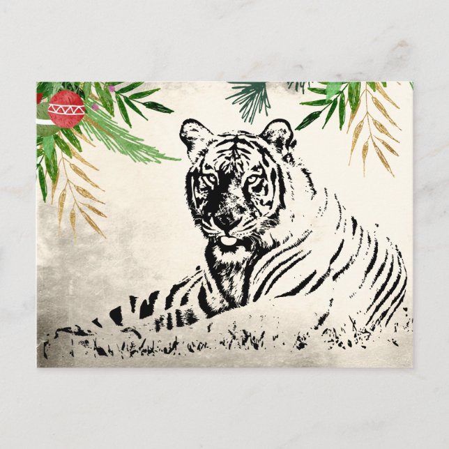 Cartes Pour Fêtes Annuelles Bonnes Fêtes de tigres sauvages paradis de Noël (Devant)