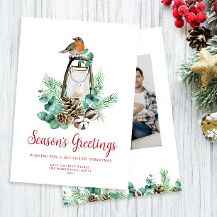Cartes Pour Fêtes Annuelles Bonnes Fêtes du feuillage de Noël Photo blanche