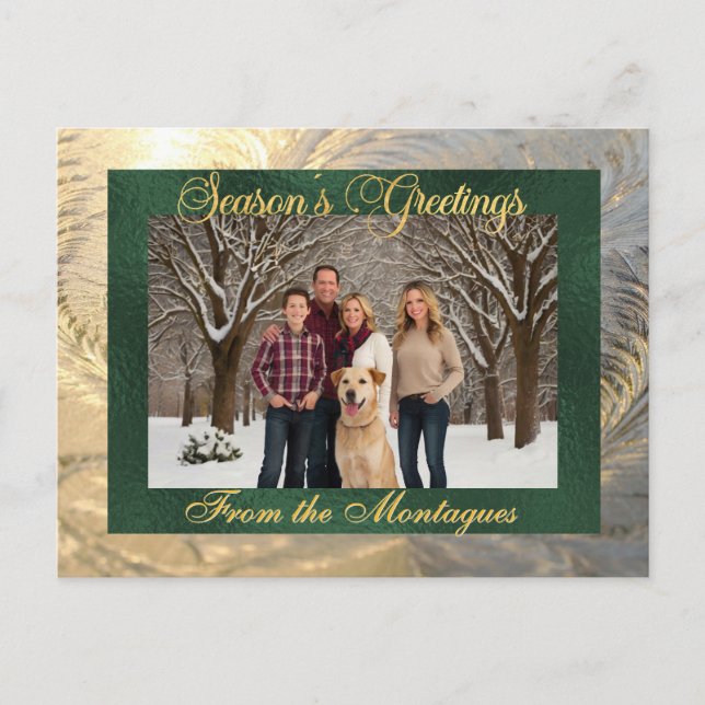 Cartes Pour Fêtes Annuelles Bonnes Fêtes Frost Frontière & Photo - Vert (Devant)