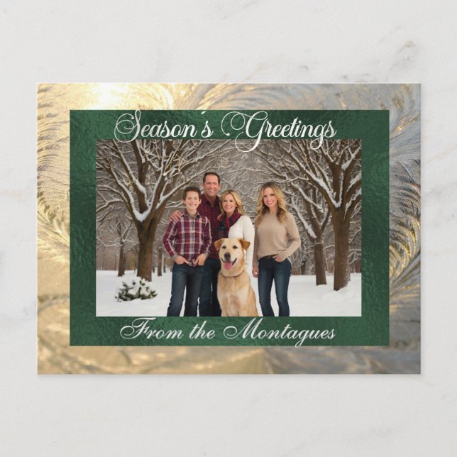 Cartes Pour Fêtes Annuelles Bonnes Fêtes Frost Frontière & Photo - Vert (Devant)