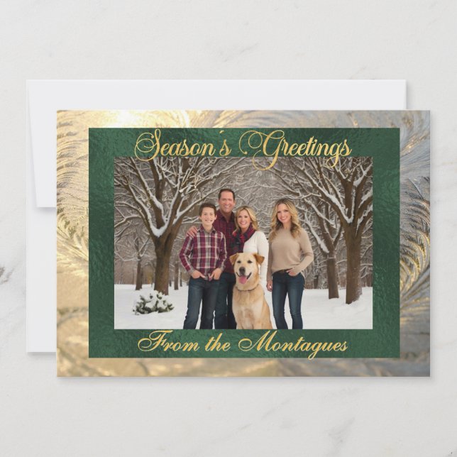 Cartes Pour Fêtes Annuelles Bonnes Fêtes Frost Frontière & Photo - Vert (Devant)