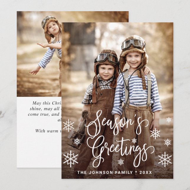 Cartes Pour Fêtes Annuelles Bonnes Fêtes modernes 2 PHOTO Salutation (Devant / Derrière)