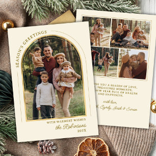 Cartes Pour Fêtes Annuelles Bonnes Fêtes modernes élégantes Gold Arch Photo