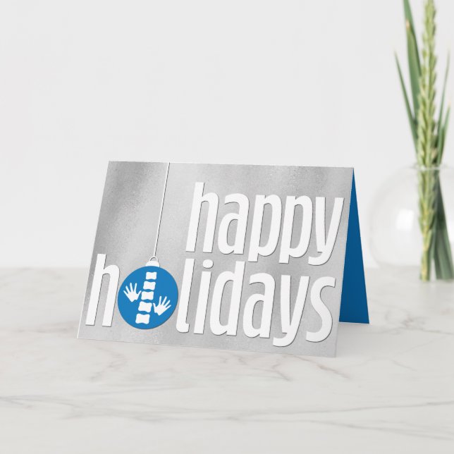 Cartes Pour Fêtes Annuelles Bonnes Fêtes modernes Silver Blue Chiropractic (Devant)