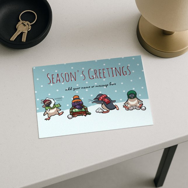 Cartes Pour Fêtes Annuelles Bonnes Fêtes Noël Penguin Cartoon Holiday (Créateur téléchargé)