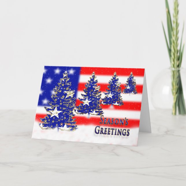 CARTES POUR FÊTES ANNUELLES BONNES FÊTES - PATRIOTIQUE - DRAPEAU ET ARBRES (Devant)