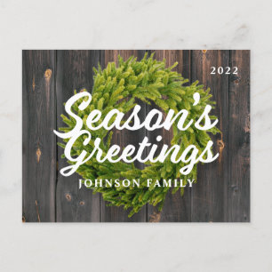 Cartes Pour Fêtes Annuelles Bonnes Fêtes Pays Pin rustique Wreath Bois