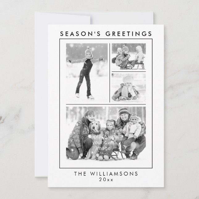 Cartes Pour Fêtes Annuelles Bonnes Fêtes photo noir et blanc (Devant)