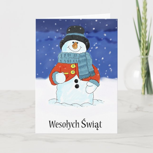 Cartes Pour Fêtes Annuelles Bonnes Fêtes polonaises de bonhomme de neige de (Devant)