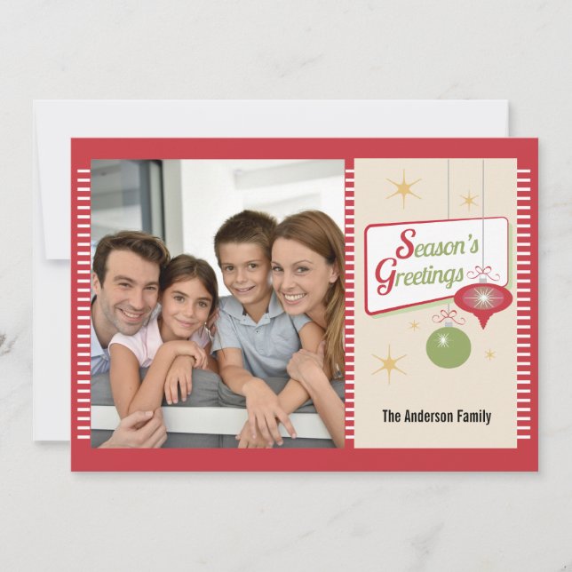 Cartes Pour Fêtes Annuelles Bonnes Fêtes Retro 2 Photo Noël (Devant)