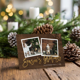 Cartes Pour Fêtes Annuelles Bonnes Fêtes Rustic Gold Script photo