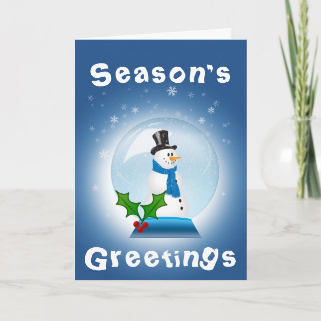 Cartes Pour Fêtes Annuelles Bonnes Fêtes Snowman dans un Globe de neige (Devant)