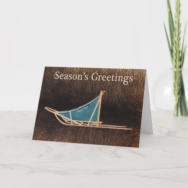 Cartes Pour Fêtes Annuelles Bonnes Fêtes - traîneau à chiens (Devant)
