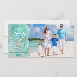 Cartes Pour Fêtes Annuelles Bonnes Fêtes tropicales ou nautiques Deux photos