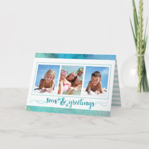 Cartes Pour Fêtes Annuelles Bonnes Fêtes tropicales, Script de brosse, 4 Photo