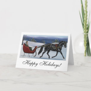 Cartes Pour Fêtes Annuelles Bonnes fêtes un cheval Sleigh ouvert