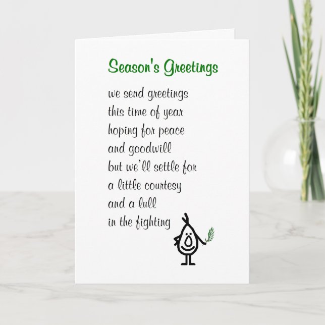 Cartes Pour Fêtes Annuelles Bonnes Fêtes - un drôle de poème de Noël (Devant)
