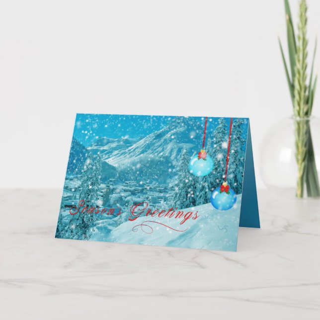 Cartes Pour Fêtes Annuelles Bonnes Fêtes Village d'hiver de neige (Devant)