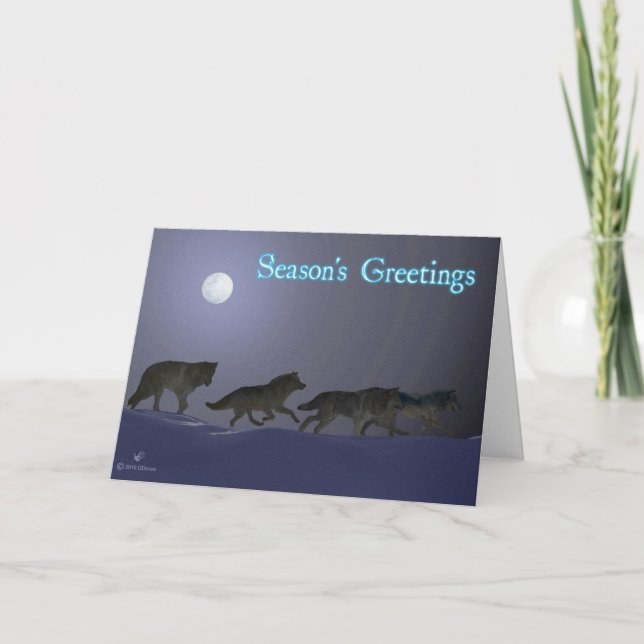 Cartes Pour Fêtes Annuelles Bonnes Fêtes - Wolfpack (Devant)