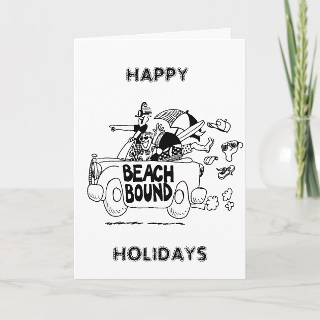 CARTES POUR FÊTES ANNUELLES BONNES VACANCES DE NOUS "BEACH BOUND BUMS" (Devant)