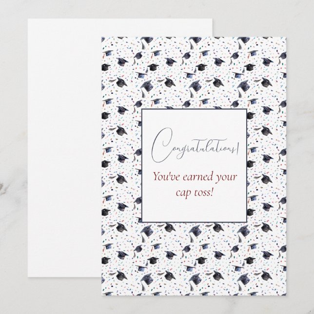 Cartes Pour Fêtes Annuelles Bonnet de fin d'études Salutations (Devant / Derrière)