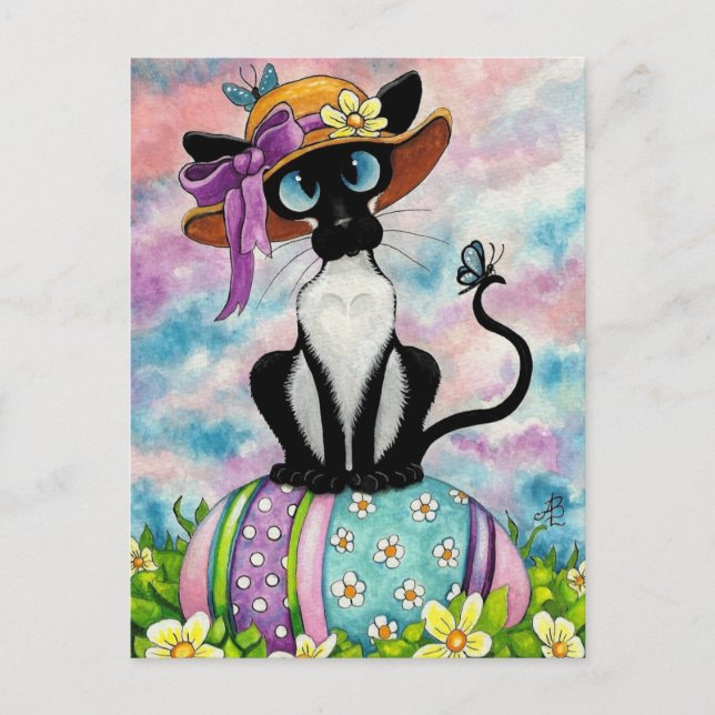 Cartes Pour Fêtes Annuelles Bonnet de Pâques de Siamese (Devant)