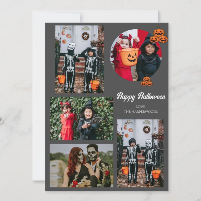 Cartes Pour Fêtes Annuelles Boo citrouille jack-o-lanterne Halloween Collage p (Devant)