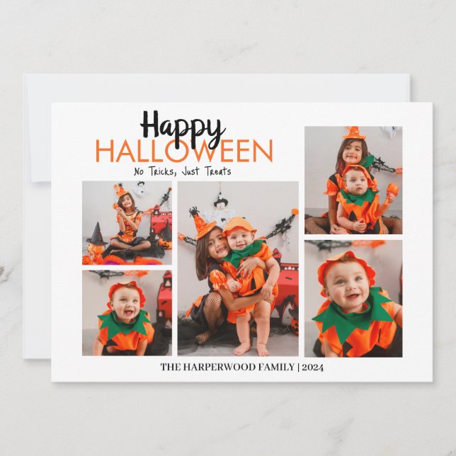 Cartes Pour Fêtes Annuelles Boo citrouille jack-o-lanterne Halloween Collage p (Devant)