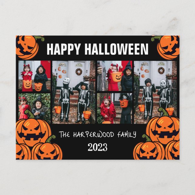 Cartes Pour Fêtes Annuelles Boo citrouille jack-o-lanterne Halloween Collage p (Devant)