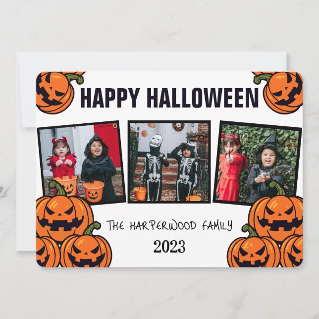 Cartes Pour Fêtes Annuelles Boo citrouille jack-o-lanterne Halloween Collage p (Devant)
