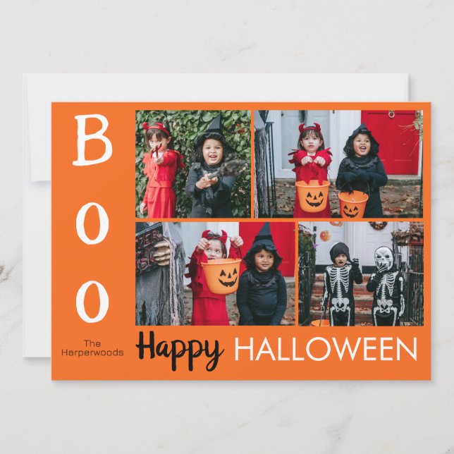 Cartes Pour Fêtes Annuelles Boo citrouille jack-o-lanterne Halloween Collage p (Devant)