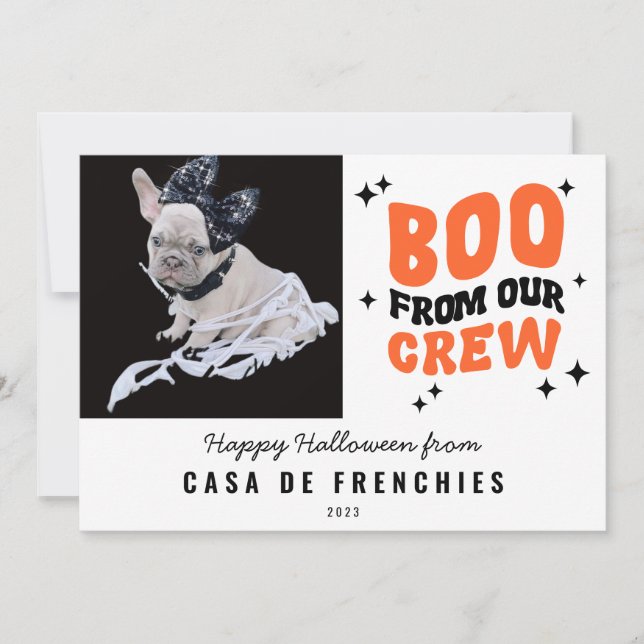 Cartes Pour Fêtes Annuelles Boo de l'équipe | Photo rétro moderne Halloween su (Devant)
