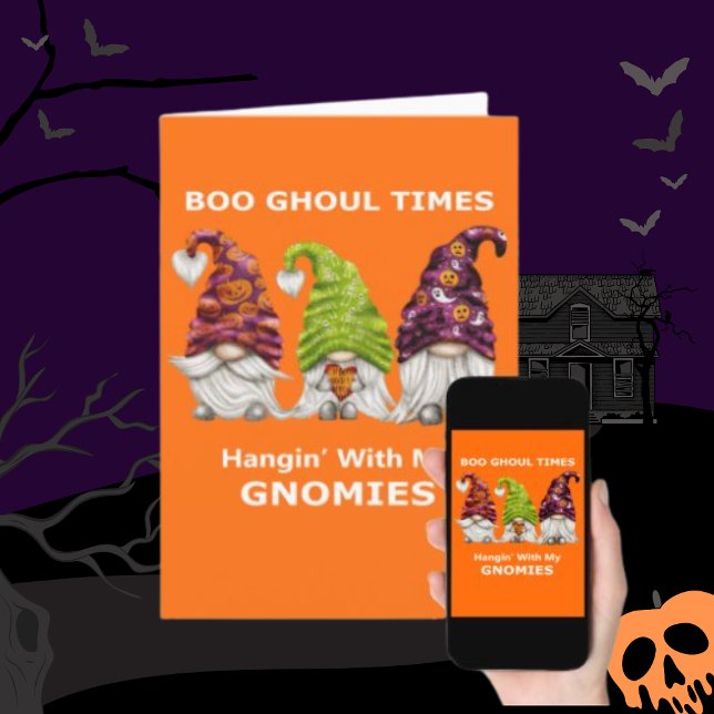 Cartes Pour Fêtes Annuelles Boo Ghoul Times Hanging with My Gnomies Halloween (Boo Ghoul Times Hanging with My Gnomies Halloween Holiday Card)