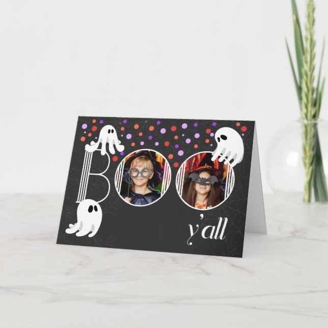 Cartes Pour Fêtes Annuelles BOO Halloween 2 Photos et Fantômes (Devant)
