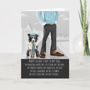 Cartes Pour Fêtes Annuelles Border Collie Chien et Papa Drôle Fête des Pères