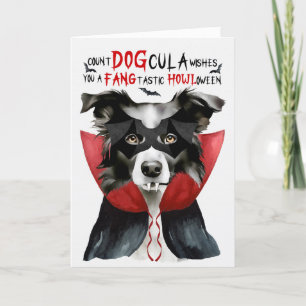 Cartes Pour Fêtes Annuelles Bordure Collie Chien drôle Nombre DOGcula Hallowee