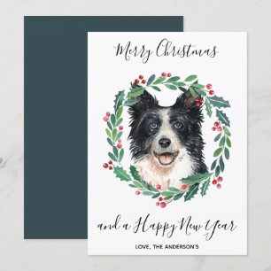 Cartes Pour Fêtes Annuelles Bordure Collie Chien élégant Joyeux Noël