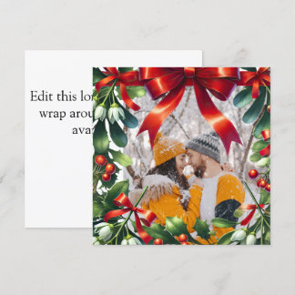 Cartes Pour Fêtes Annuelles Bordure de faux-vers de Noël avec arc rouge