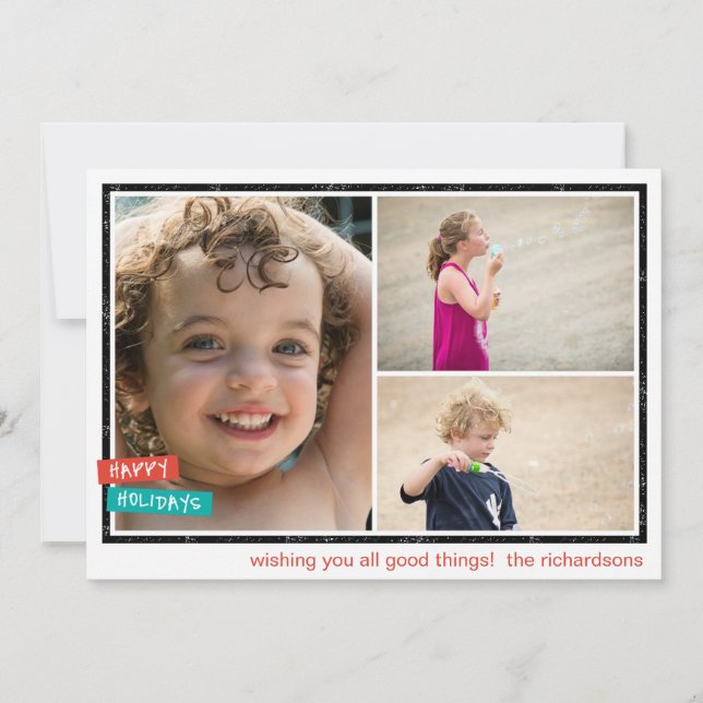 Cartes Pour Fêtes Annuelles Bordure de Joyeuses Fêtes x3 (Devant)