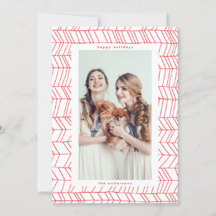 Cartes Pour Fêtes Annuelles Bordure de Sucre de canne de Noël simple rouge et