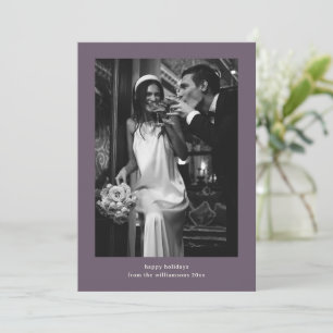 Cartes Pour Fêtes Annuelles Bordure prune minimaliste élégante photo mariage