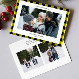 Cartes Pour Fêtes Annuelles Bordure simple jaune noir 3 Photo Noël